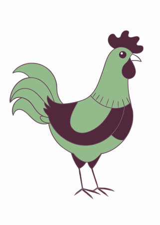 chicken in cartoon style vector illustration on white backgroundのイラスト素材