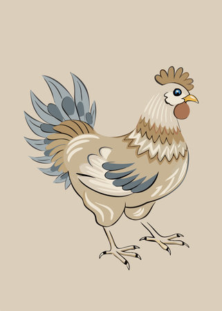 chicken in cartoon style vector illustration on white backgroundのイラスト素材