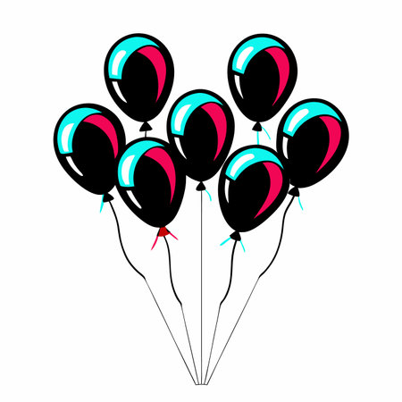 Colorful helium balloons vector illustration on white backgroundのイラスト素材