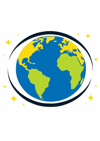 Earth in the galaxy vector illustration on white backgroundのイラスト素材