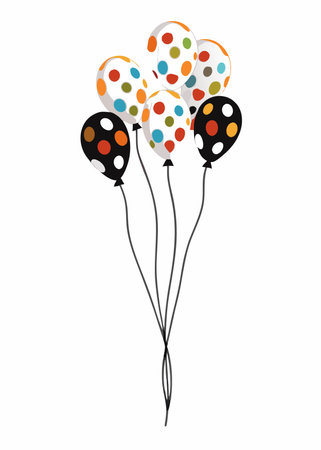 Colorful helium balloons vector illustration on white backgroundのイラスト素材