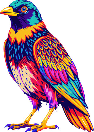 Colorful bird vector illustration on white backgroundのイラスト素材