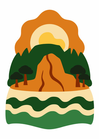 island in the sea vector illustration on white backgroundのイラスト素材