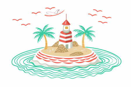island in the sea vector illustration on white backgroundのイラスト素材