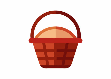 Wicker basket vector art on white backgroundのイラスト素材