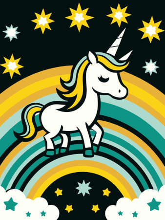 Unicorn and rainbow illustration for t-shirt graphicsのイラスト素材
