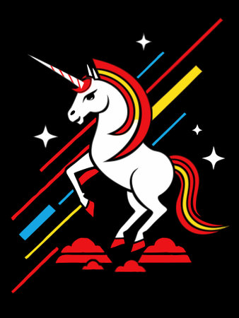 Unicorn and rainbow illustration for t-shirt graphicsのイラスト素材