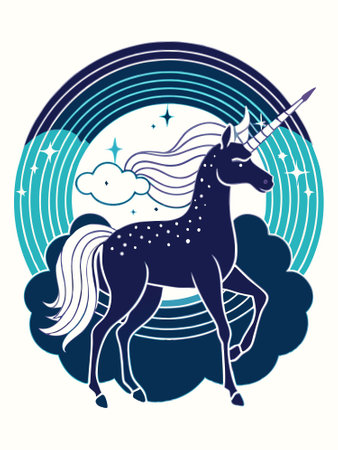 Unicorn and rainbow illustration for t-shirt graphicsのイラスト素材