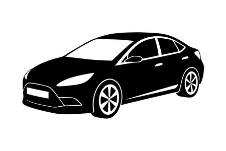 Car silhouette vector art on white backgroundのイラスト素材