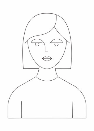 Stylish girl abstract minimal continuous line art on white backgroundのイラスト素材