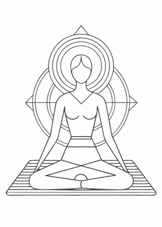 Yoga girl abstract minimal continuous line artのイラスト素材