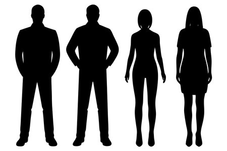 Adult people silhouette vector art on white backgroundのイラスト素材