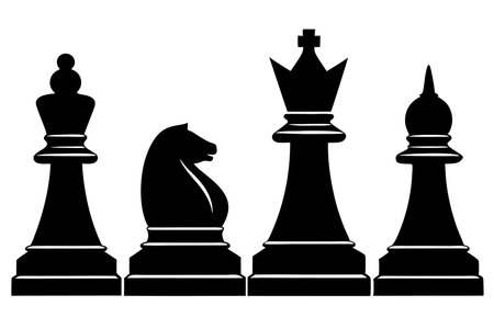 Chess board pieces silhouette vector art on white backgroundのイラスト素材