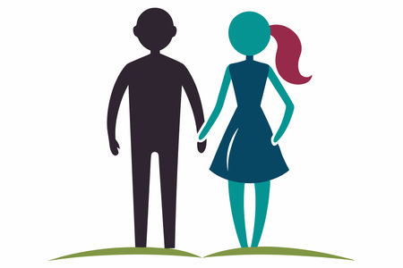 couple holding hands silhouette vector art on white backgroundのイラスト素材