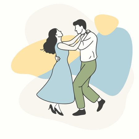 Couple dancing vector art on white backgroundのイラスト素材