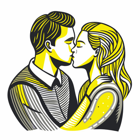 couple kissing vector art on white backgroundのイラスト素材