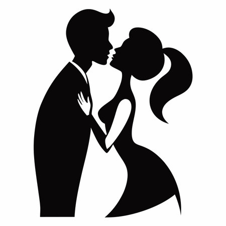 couple kissing vector art on white backgroundのイラスト素材