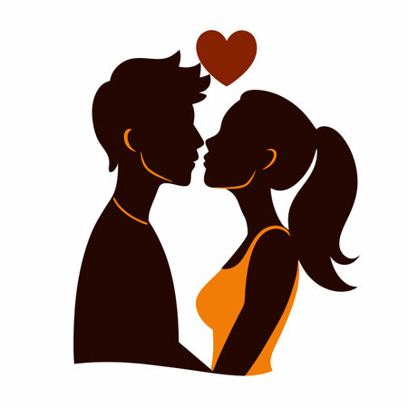 couple kissing vector art on white backgroundのイラスト素材