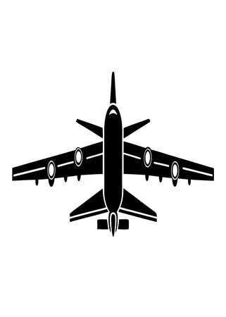 Airplane silhouette vector art on white backgroundのイラスト素材