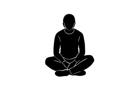 Person sitting silhouette vector art on white backgroundのイラスト素材