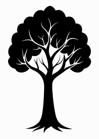 Tree silhouette vector art on white backgroundのイラスト素材
