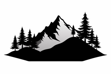 Black Mountain silhouette on white backgroundのイラスト素材
