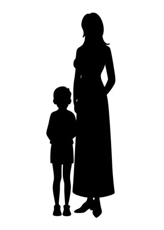 Mom and child silhouette vector art on white backgroundのイラスト素材