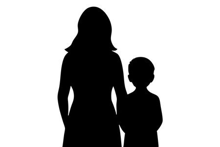 Mom and child silhouette vector art on white backgroundのイラスト素材