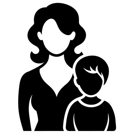 Mom and child silhouette vector art on white backgroundのイラスト素材