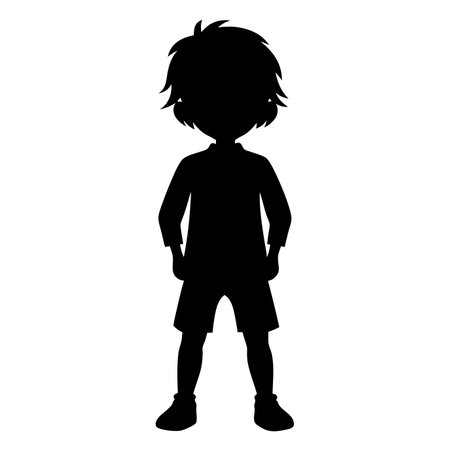 Kid silhouette vector art on white backgroundのイラスト素材