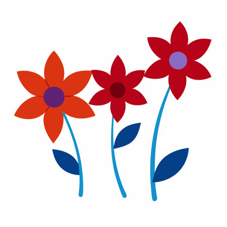 Colorful Garden Flowers vector art on white backgroundのイラスト素材