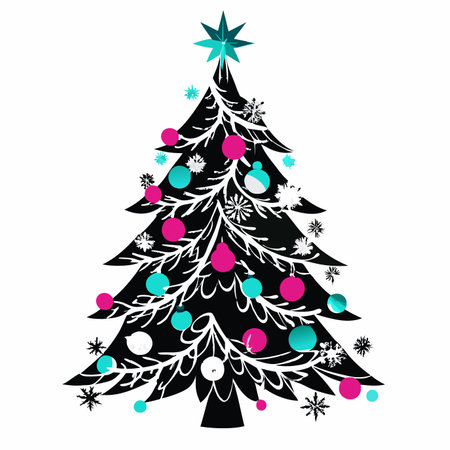 Christmas tree vector art on white backgroundのイラスト素材