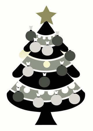 Christmas tree vector art on white backgroundのイラスト素材