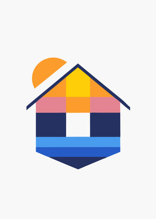 Minimalist house logo vector art on white backgroundのイラスト素材