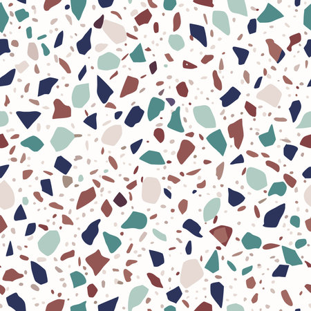 Hand painted colorful terrazzo seamless pattern on white backgroundのイラスト素材