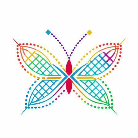 Colorful butterfly illustration on white backgroundのイラスト素材