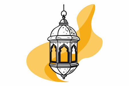 Islamic lamp illustration on white background