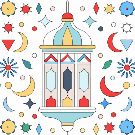 Islamic lamp illustration on white backgroundのイラスト素材