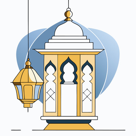 Islamic lamp illustration on white backgroundのイラスト素材