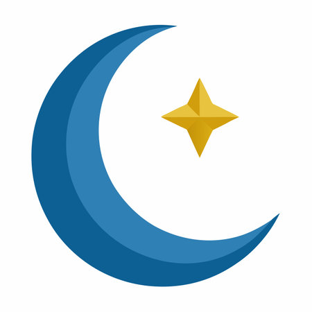 Islamic moon illustration art on white backgroundのイラスト素材