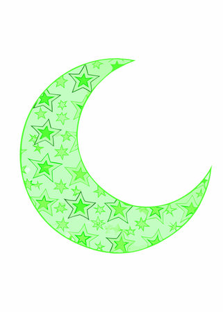 Islamic moon illustration art on white backgroundのイラスト素材