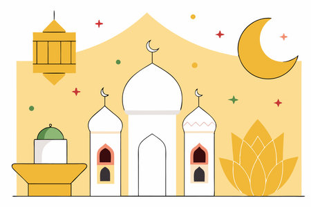 Islamic Ramadan illustration on white backgroundのイラスト素材