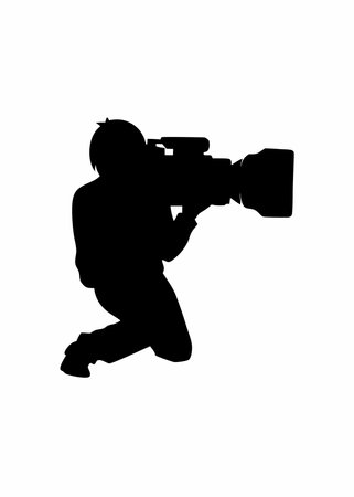 Camera silhouette vector on white backgroundのイラスト素材