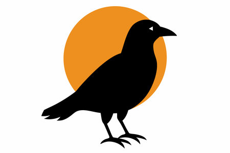 Crow silhouette vector on white backgroundのイラスト素材