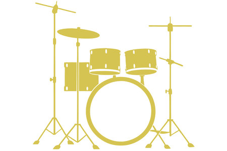 Drum Set silhouette vector on white backgroundのイラスト素材