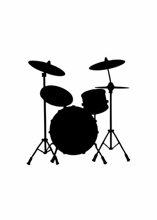 Drum Set silhouette vector on white backgroundのイラスト素材