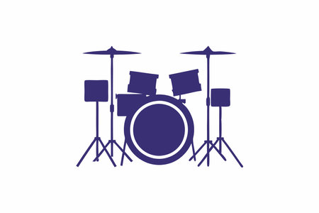 Drum Set silhouette vector on white backgroundのイラスト素材