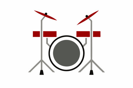 Drum Set silhouette vector on white backgroundのイラスト素材