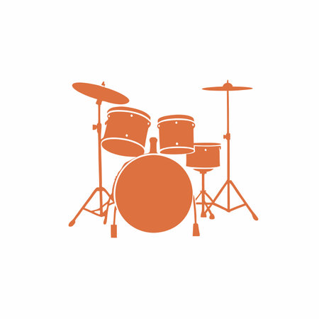 Drum Set silhouette vector on white backgroundのイラスト素材