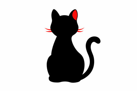 Happy cats silhouette vector on white backgroundのイラスト素材